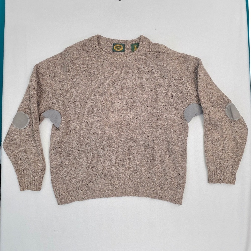 Carlyle Kilmore Shooting Sweater M Brown Shetland Wool Vintage 90s Elbow Patch